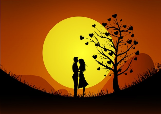 happy-valentine-s-day-illustration-romantic-silhouette-loving-couple-mountain-sunset-background_101179-93